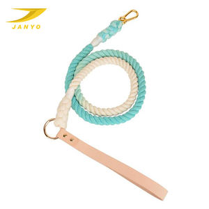 Collier de chien en cuir multicolore fait à la main personnalisé corde de coton avec poignée - Product Image 6