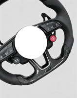 Volant sport personnalisé RS en fibre de carbone de luxe, cuir véritable, LED, démarrage à un bouton, pour mise à niveau Audi