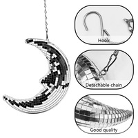 Décoration suspendue en forme de croissant de lune rétro disco en mousse écologique de haute qualité, fabriquée à la main, moderne, réfléchissante pour les fêtes