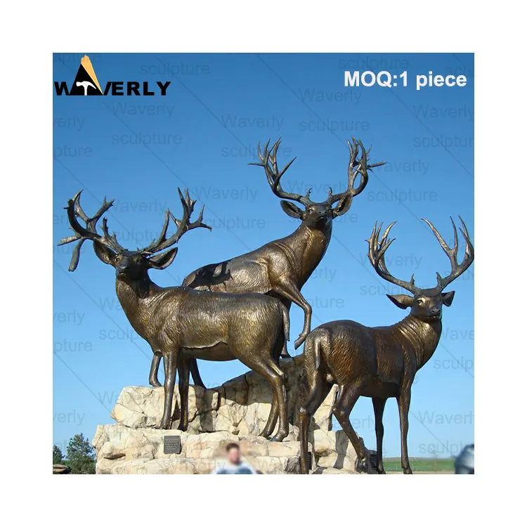 Waverly Park Art Adds Fun Metal Animal Sculptures Life Size Brass Bronze Brown Deer Sculptures For Outdoor Gardens For Sale