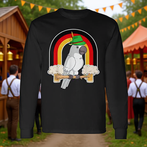 Camiseta de manga larga Cockatoo Beer Oktoberfest Parrot para adultos, unisex, con cuello redondo, impresión digital - Product Image 3