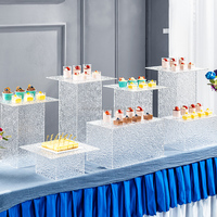 Vente en gros Set de présentoirs pour buffet Présentoir de fête en cristal acrylique transparent Présentoir pour gâteau de mariage Présentoir pour aliments