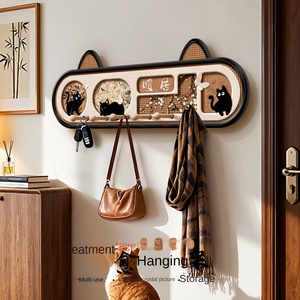 Appendiabiti da <span class=keywords><strong>porta</strong></span> in MDF stile antico con gatto, portaoggetti per chiavi, borse, cappotti e cappucci, con pannello forato - Product Image 2