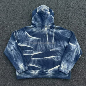 Sudadera con capucha oversize de cuello redondo para hombre, estilo retro, con bloques de color, efecto desgastado, estilo grunge, con dobladillo deshilachado y lavado ácido. - Product Image 3