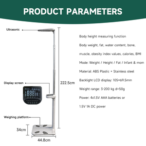 Escala ultrasónica del analizador de grasa corporal de la altura Báscula de pesaje para <span class=keywords><strong>adultos</strong></span> Báscula de peso y altura de 200kg - Product Image 2