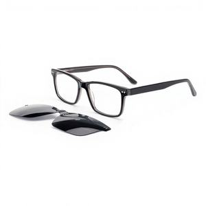OBM Vente en gros de lunettes en acétate unisexe noires Spot Goods Lunettes de soleil en acétate confort haut de gamme OEM Montures en acétate avec logo personnalisé - Product Image 1