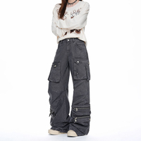 Jeans décontractés streetwear unisexe multi-poches 3D style workwear