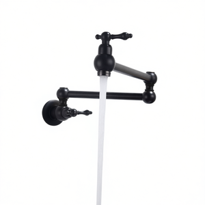 Grifo de Cocina Contemporáneo DB, Montaje en Pared, Monomando, Giratorio, Válvula de Latón ABS Negro - Product Image 1