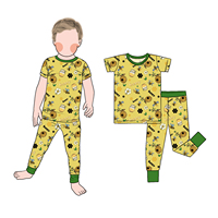 Piyama Anak Little Glow Kids, Grosir, Diskon Besar, Logo Custom, 2 Potong, Motif Lucu, Bahan Bambu, Ringan, dan Bernapas