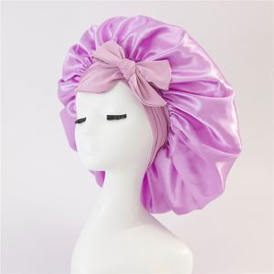 Bonnet de nuit large en satin pour femme, avec nœud rond en ruban de soie, idéal pour les soins capillaires – Nouveauté très prisée - Product Image 4