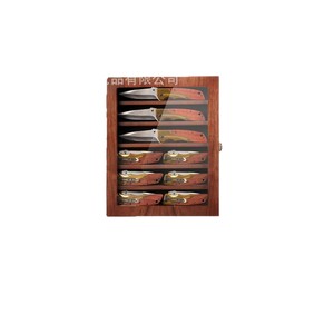 Estante de almacenamiento de madera de 13,8x10,9x2,1 pulgadas, 6 capas, con hebilla de metal, vitrina de escritorio para cuchillos, medallas y insignias - Product Image 2