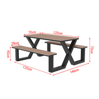 Tables et bancs de jardin modernes en alliage d'aluminium pour parcs, cours, salons de thé, restaurants, cafés, jardins