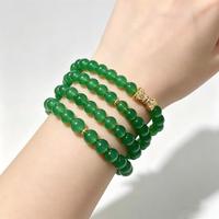 Diskon Besar Gelang Untai Manik 3 Lingkaran Chalcedeony Hijau Kalung Lingkaran Tunggal