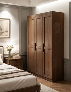 Modern Wooden <b>Wardrobe</b> with Shaker Doors Hinged Solid Wood Construction Freestanding Bedroom Storage Cabinet <b>Large</b> Capacity - Product Image 5