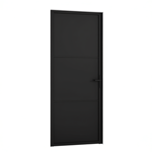 Black Matt Glass And Aluminum <b>Slab</b> <b>Door</b> 32.7 X 79.3 Interior Minimalist Design With Sound Insulation Manual Operation - Product Image 1