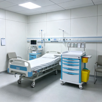 Chariot médical d'urgence portable SUNORO SET15 en plastique ABS avec roues, chariot de secours