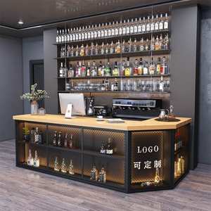 บาร์เคาน์เตอร์อิฐสไตล์ลอฟท์เก่าแบบวินเทจ อุตสาหกรรม ย้อนยุค รัสติก ในไนท์คลับ พร้อมเก้าอี้สตูล - Product Image 2