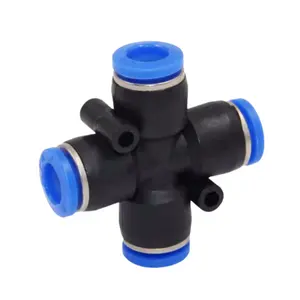 Manufacturer Direct PZA Series Blue Plastic Pneumatic Hose Four Equal Diameter 12mm Cross Connector Quick Coupler
