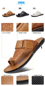 Chaussons d'été pour hommes, légers, en cuir véritable, avec boucle, design sportif, grandes tailles <span class=keywords><strong>48</strong></span>, tongs pour hommes - Product Image 4