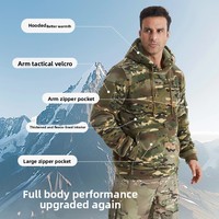 Veste polaire à capuche unisexe camouflage en polyester pour l'hiver, grande taille, pull chaud en polaire, en stock