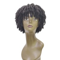 Nouveautés Perruque courte coupe pixie en fibres synthétiques de haute qualité, fabriquée à la machine, style afro torsadé naturel, fausses locks au crochet