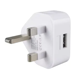 Toptan en çok satan 5W beyaz USB İngiltere güç iPhone şarj cihazı 3 Pins İngiltere tak USB duvar şarj 5V 1A 5W USB güç adaptörü