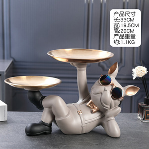 Creative riche <span class=keywords><strong>chien</strong></span> ornement foyer clé plateau <span class=keywords><strong>de</strong></span> rangement bureau assiette à bonbons décoration <span class=keywords><strong>de</strong></span> la maison pendaison <span class=keywords><strong>de</strong></span> crémaillère cadeau - Product Image 6