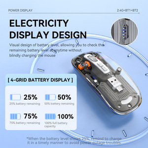 Mini ratón óptico inalámbrico de 3 modos, 2400DPI, silencioso, ligero, diseño portátil, estilo 3D, para juegos, portátiles, uso creativo en la oficina - Product Image 3