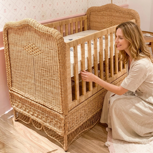 Cuna de lujo para bebé, cuna de mimbre, cuna de ratán, cuna boho para habitación infantil, cuna de hotel, cuna de lujo hecha a mano, natural. - Product Image 3