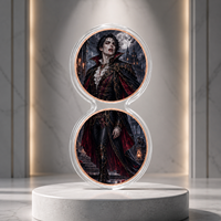 Ensemble de deux pièces de monnaie en cuivre pur de 1 oz, médaille double face 2D Château Gothique Vampire Chauve-souris pour collection de fantasy sombre et cadeau d'Halloween