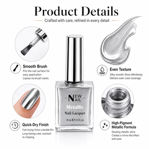 Proveedor para Salón <span class=keywords><strong>de</strong></span> Uñas Esmalte <span class=keywords><strong>de</strong></span> Uñas Regular Normal en Gel <span class=keywords><strong>de</strong></span> Color Metálico Secado Rápido al Aire Sin Lámpara Bajo Olor - Product Image 4