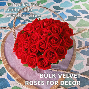 El yapımı toplu yapay tek kadife güller sevgililer günü için Wholesome dekoratif çiçekler - Product Image 2