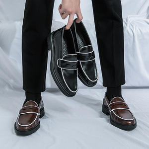Mocasines de Cuero Genuino para Hombre con Logotipo Personalizado, a la Moda, Elegantes, Planos, Cómodos, con Soporte de Arco y Aumento de Altura, Ideales para Bodas - Product Image 6