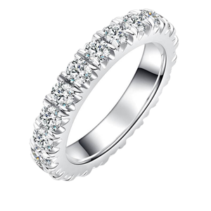925 Sterling <b>Silver</b> Moissanite Fine Jewelry 3 Rows Half Eternity Wedding <b>Ring</b> Band for <b>Men</b> Women GRA Certificate - Product Image 1