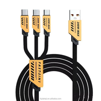 Cable de Carga Múltiple USB Tipo C PD de 65 W, 3 en 2, Cargador Rápido, Cable de Datos USB Multifuncional Tipo C