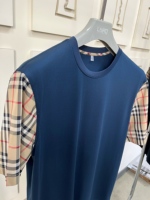 T-shirts à la mode pour hommes avec manches à carreaux emblématiques, col rond de coupe régulière, coton de haute qualité
