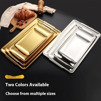 Assiette rectangulaire jetable en acier inoxydable 304 pour fêtes, barbecue coréen, desserts créatifs et plateaux à sushi