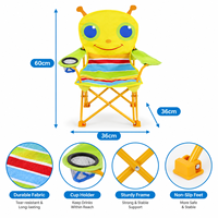Chaise pliante pour enfants à motif d'ours de dessin animé très attrayante, mobilier d'extérieur, siège auto portable avec dossier, sans matériau