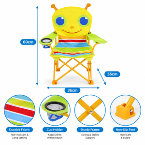 <span class=keywords><strong>Chaise</strong></span> pliante pour enfants à motif d'ours de dessin animé très attrayante, mobilier d'extérieur, siège auto portable avec dossier, sans matériau - Product Image 3
