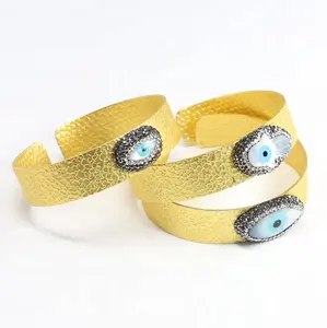 LS-D5923 Wholesale Rhinestone Paved Shell Evil Turkish Eye Bangle fashion gold bangle wholesale cheap bracelet jewelry