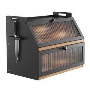 Boîte à pain en bois Mingchen à double couche avec porte en verre, rangement de cuisine pour pain et desserts - Product Image 1
