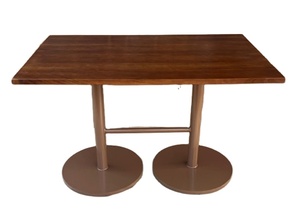 Mesas de Comedor Modernas de Madera con Base de Metal y Tapa de Vidrio Templado para Hoteles, Casas de Campo y Uso en Exteriores - Product Image 2