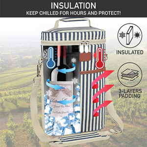 Professional Tailor-made Grade Wine Carrier Tote, Insulated Leakproof Wine Cooler Bag Long-lasting Cooling Reusable - Product Image 3