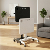 Bureau mobile moderne pour ordinateur portable, réglable en hauteur et inclinable, avec système de levage pneumatique, roulettes dissimulées, design ergonomique en aluminium - Compact et roulant