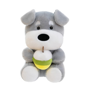 Lindo Peluche de Perrito Gris, Kawaii Schnauzer, Juguete de Peluche con Coco Verde, Peluche Suave para Regalo de Cumpleaños, 25/32/42cm - Product Image 6