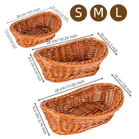 PP Rattan Geweven Opbergmand Set, 3 Maten Ovale Handgeweven Mand voor Keuken Brood Fruit Snoep & Badkamer Organizer
