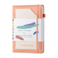 Agenda scolaire personnalisé imprimé en similicuir, reliure sans colle, cadeau, sans date, planificateur hebdomadaire A6 A5, carnet en anglais