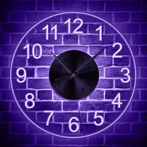 Acrílico Round Wall Pendurado Relógio Para Home Decor Novel Acrílico 12 algarismos arábicos Digital Luminous LED Wall Clock
