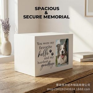 Wooden Pet <b>Urn</b> Rectangle Memorial Box With Photo Frame For Dog <b>Cat</b> Pet Remembrance Storage Durable Multipurpose - Product Image 5