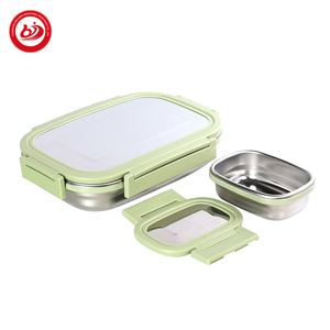 Boîte à lunch carrée hermétique en acier inoxydable avec couvercle en plastique et acier Boîte tiffin portable écologique - Product Image 2